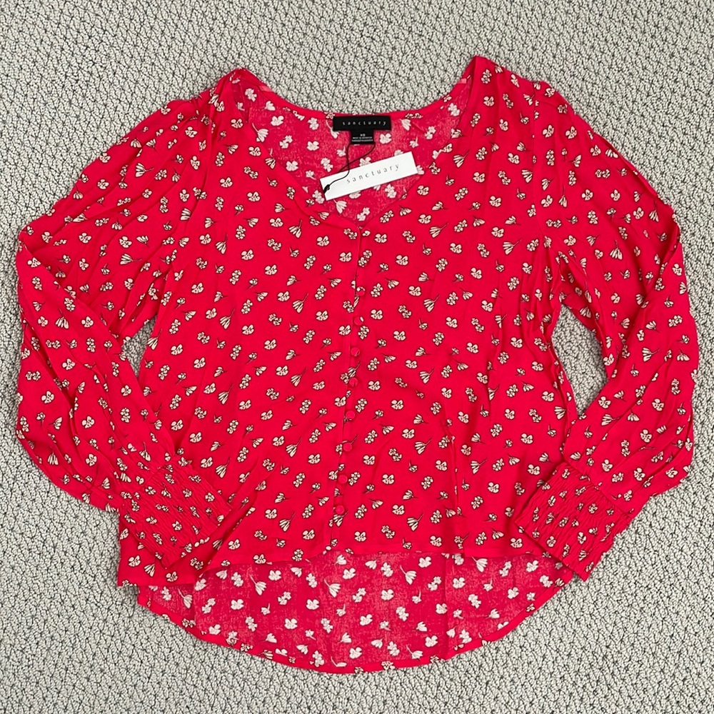 Sanctuary Red Floral Top